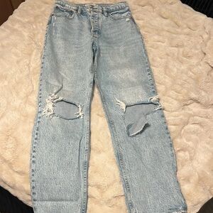 Abercrombie & Fitch  The Dad High Rise Ripped Jeans 27/4 button fly